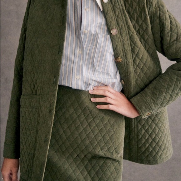 Sezane Will Jacket Khaki Velvet NWT - Picture 2 of 4